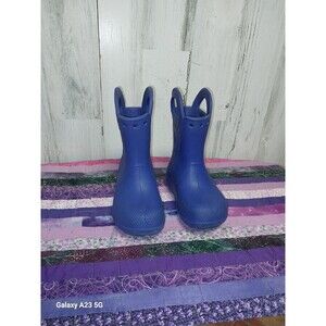 Crocs Blue Handle It Kids Rain Boots Kids Size C10 Pull On Slip-On